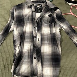 Harley-Davidson Black and White Plaid Shirt
